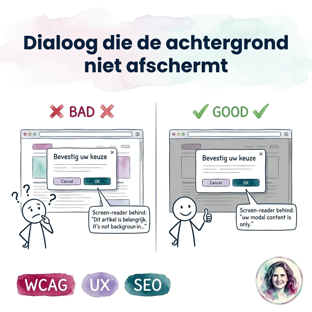 Dialoogvenster dat de achtergrond niet afschermt