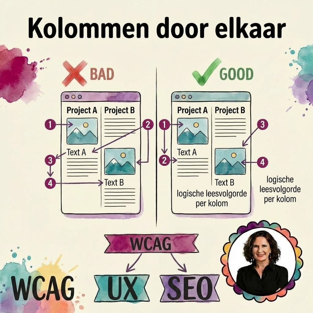 Kolommen waarvan de inhoud door elkaar loopt