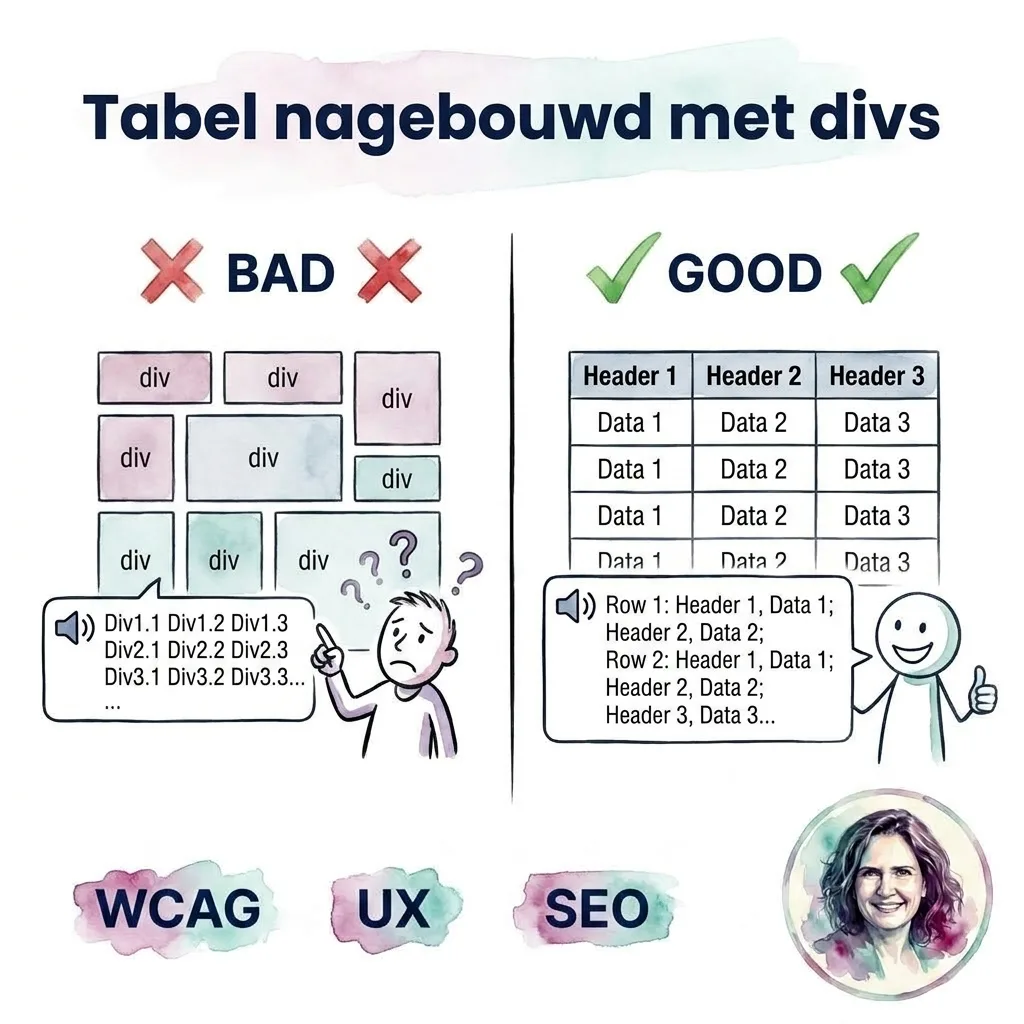 Tabel nagebouwd met divs