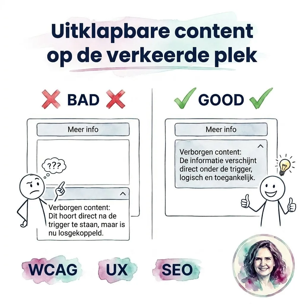 Uitklapbare content op de verkeerde plek