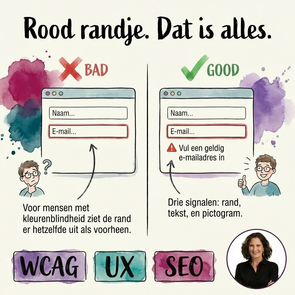 Formulierveld kleurt rood bij een fout. Dat is alles.
