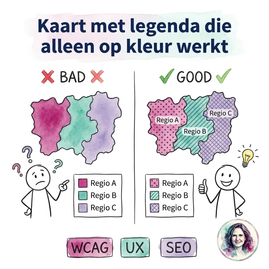 Kaart met legenda die alleen op kleur werkt