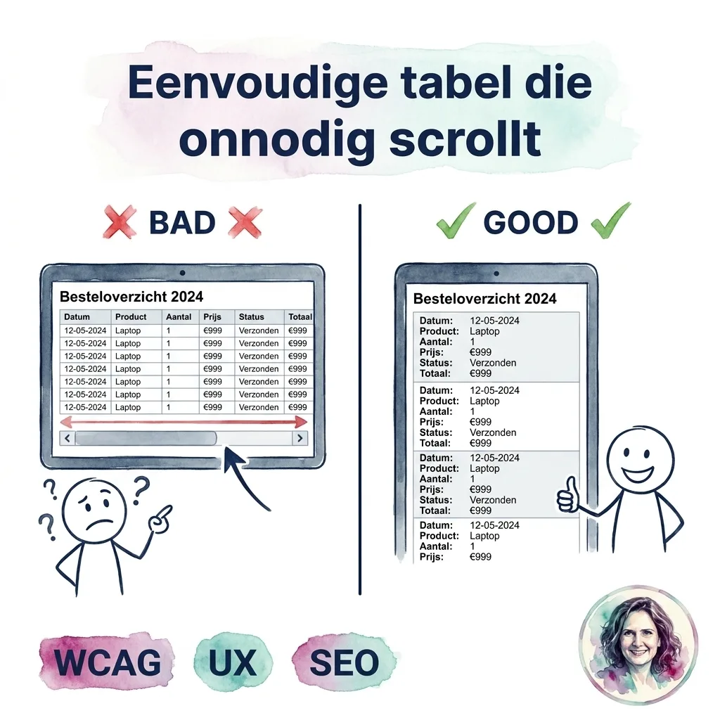 Eenvoudige tabel die onnodig horizontaal scrollt