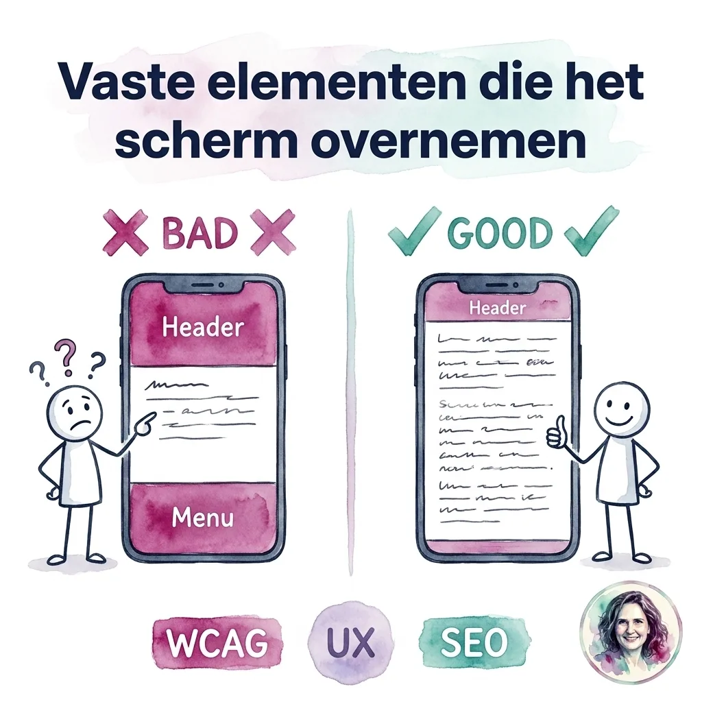 Vaste elementen die het scherm overnemen