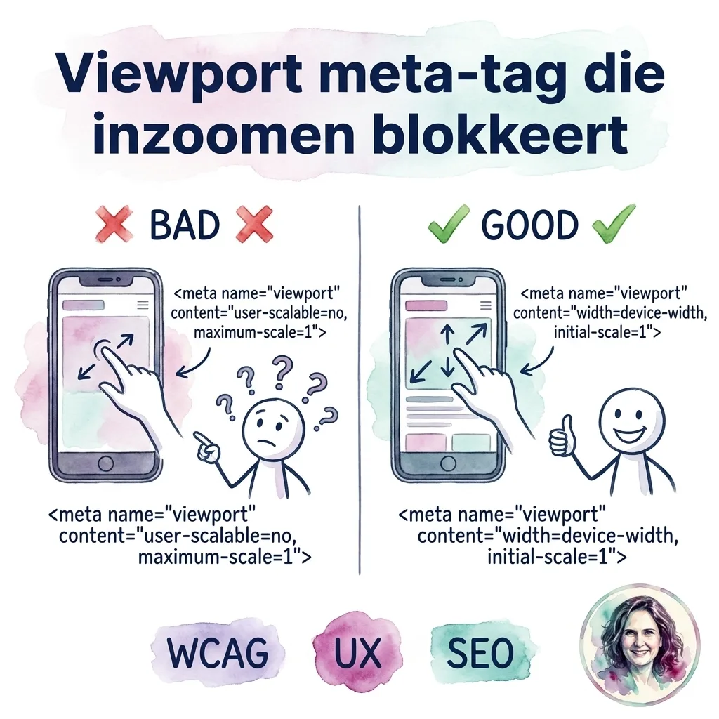 Viewport meta-tag die inzoomen blokkeert