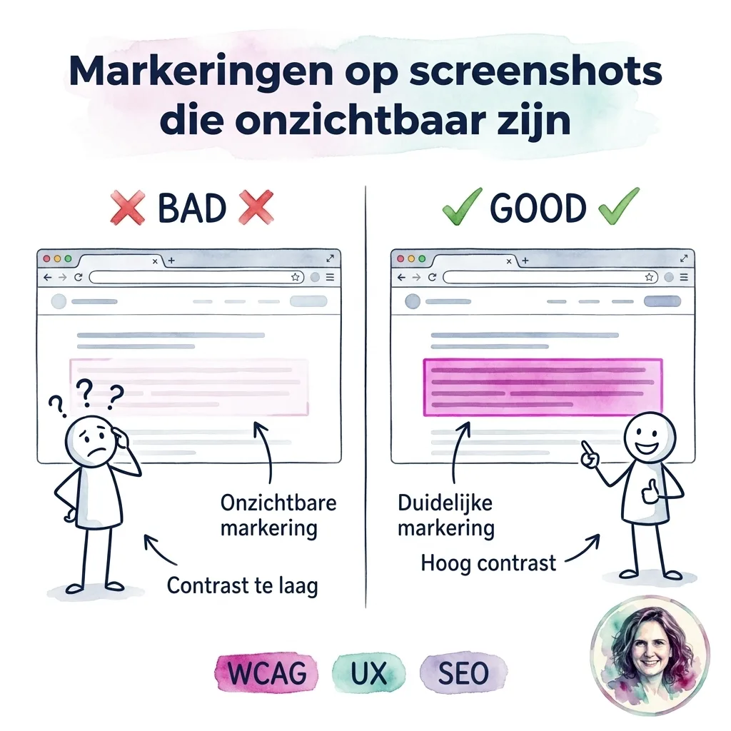 Markeringen op screenshots die onzichtbaar zijn