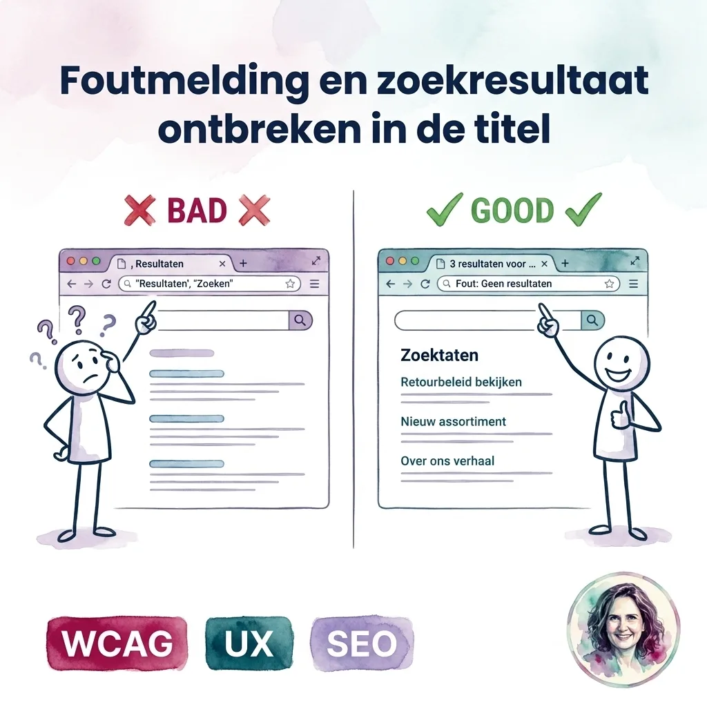 Foutmelding en zoekresultaat ontbreken in de titel