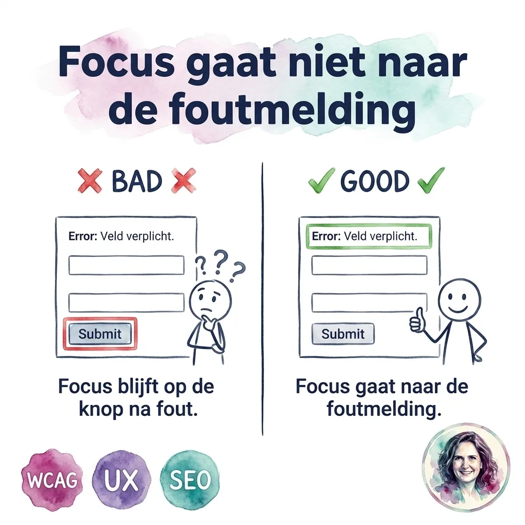 Focus gaat niet naar de foutmelding na het versturen