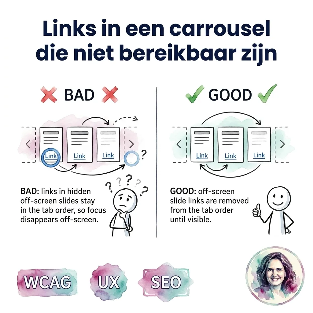 Links in een carrousel die niet bereikbaar zijn