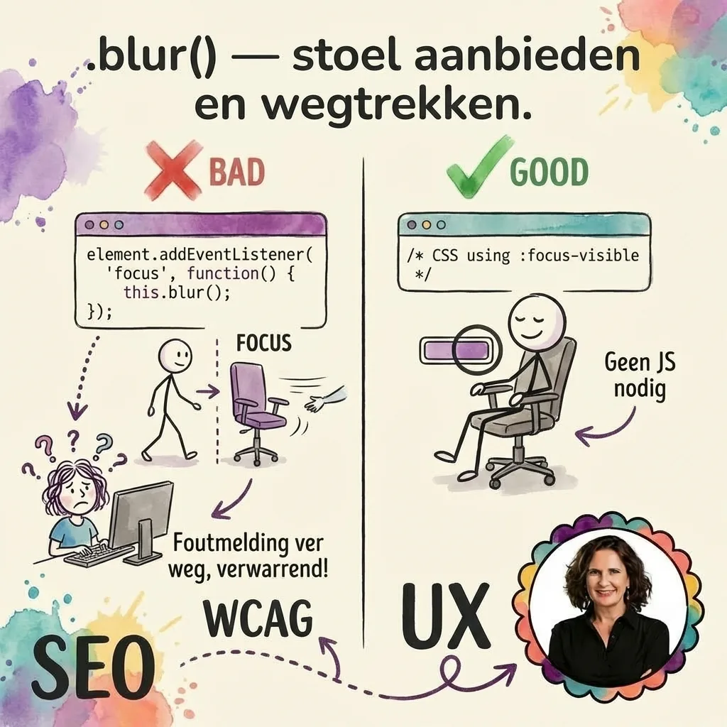 JavaScript dat de focus actief verwijdert