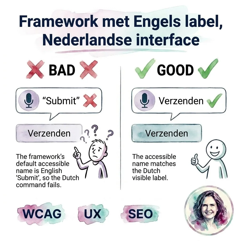 Framework met Engels label, Nederlandse interface