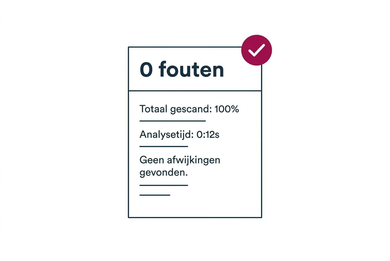 Een scanrapport met als uitkomst 0 fouten en de melding dat er geen afwijkingen zijn gevonden.